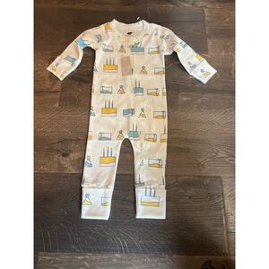 New! Monica + Andy Baby Pajamas 3-6m Birthday Cake Print Zipper Sleepsuit Organc